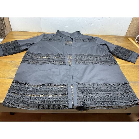 Ming Wang Jacket Womens 1X Black Lace Cardigan Sweater Open Front - Picture 5 of 11